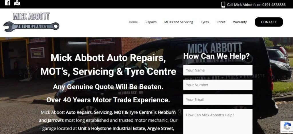 MWA Auto Repairs Hebburn. Website and Local SEO Case Study