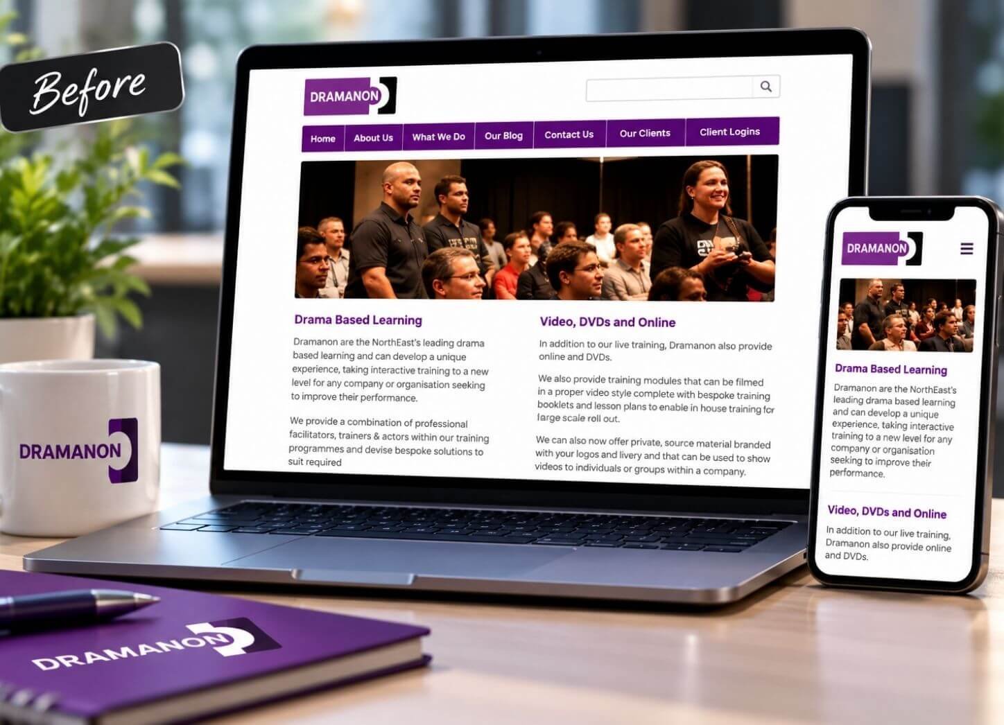 Example of an outdated small business website before redesign
