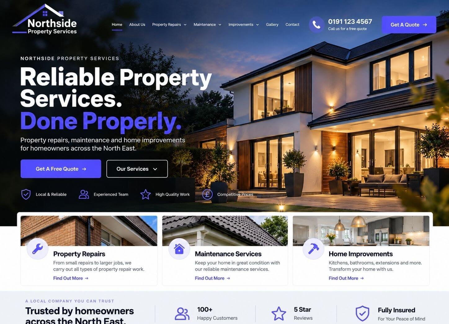 Example of a modern small business website after redesign